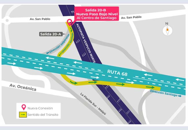 Nueva conexión bajo nivel en Vespucio Norte mejora acceso a Santiago Centro