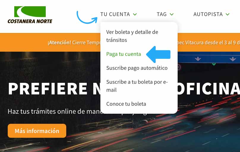 TAG Costanera Norte pago Online